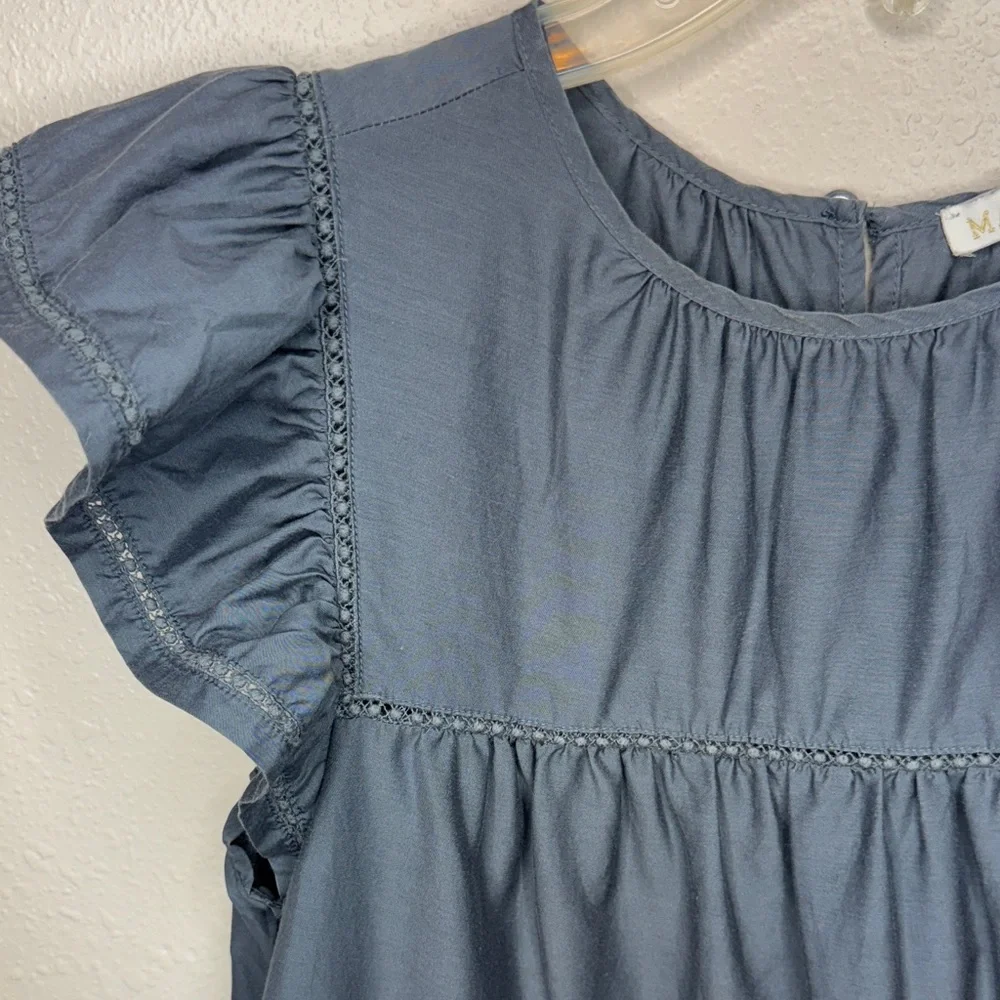 Marie Oliver Pennie Charcoal Silk Cotton Crotchet Flutter Sleeve Boho - XS - Picture 4 of 16